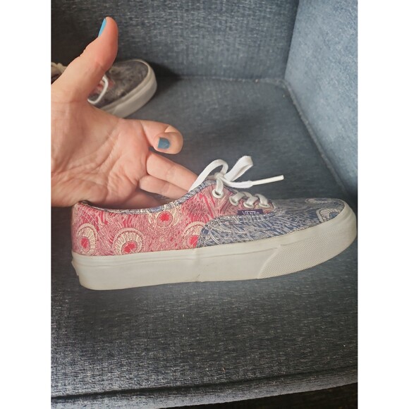 Vans Old Skool Skater Shoes Red & Blue Print Women's 5.5 - Picture 9 of 11